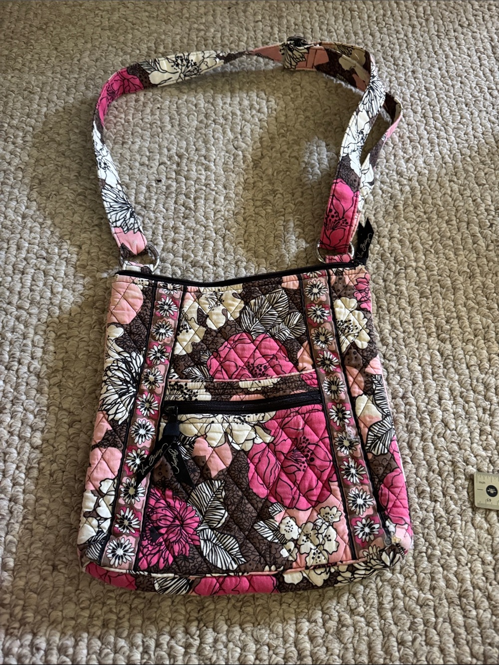 VERA BRADLEY CROSSBODY BAG MOCHA ROUGE PURSE FLORAL PINK BROWN BLACK